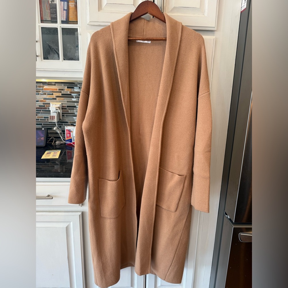 Mango Women's Camel Open Front Coatigan